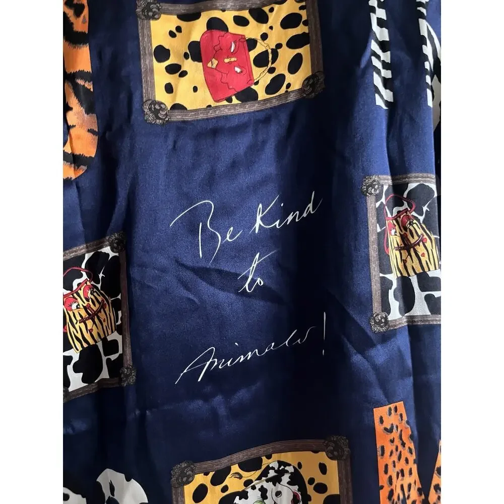 Vintage Massardi Gold Label Silk Shirt M Be Kind to Animals Maximalist 80s 90s
